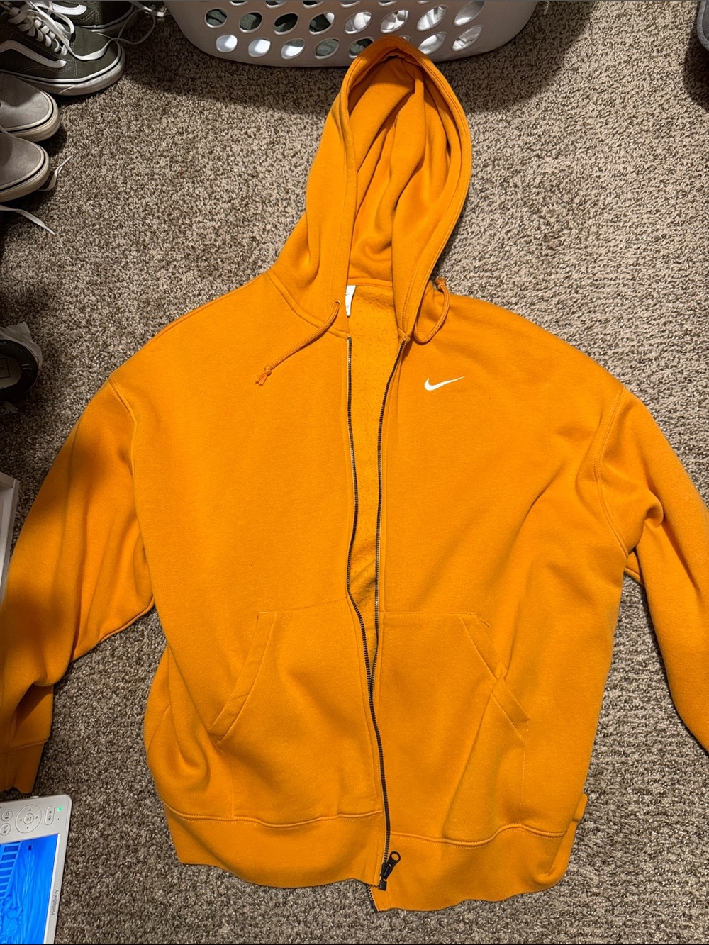 Nike Orange Full-Zip Hoodie with Swoosh